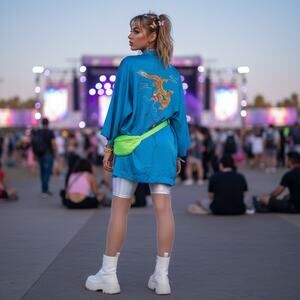 Vintage Silk Dragon Embroidered Kimono by Pearls – 70s/80s – Size S